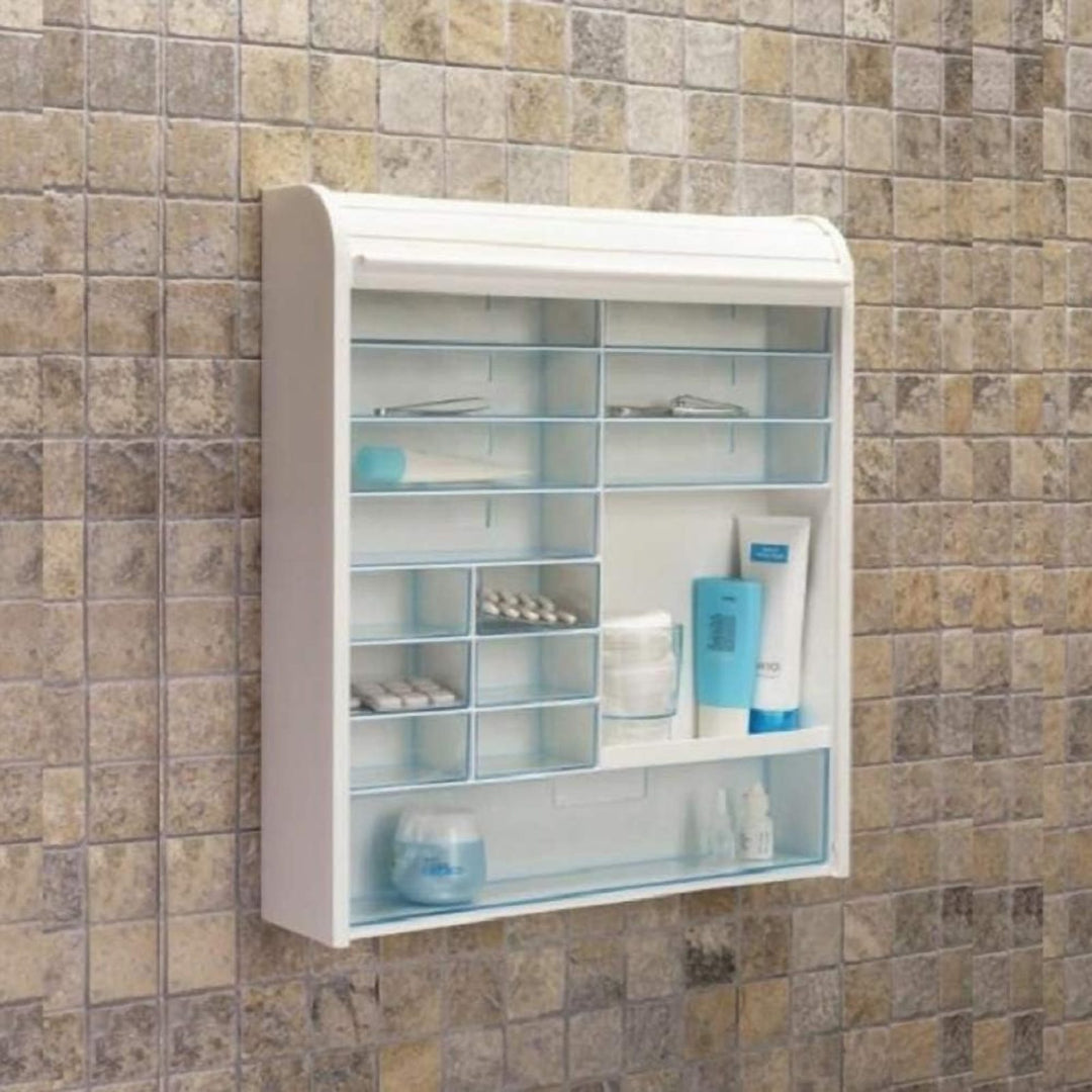Wall Mounted Medicine Cabinet with 14 Shelves, 48 x 42 cm, White