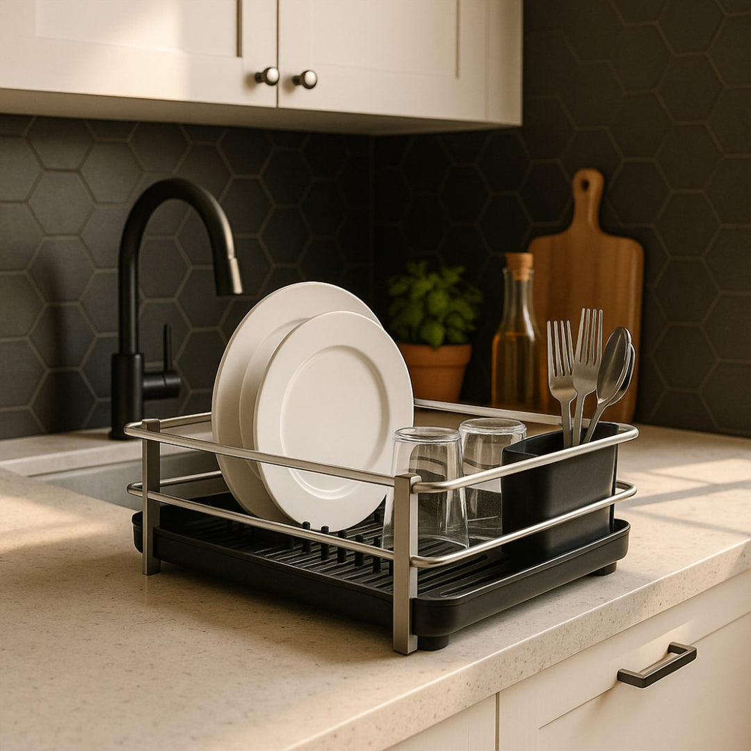 Aluminium Dish Rack with Adjustable Spoon Rest and High Pot Barriers
