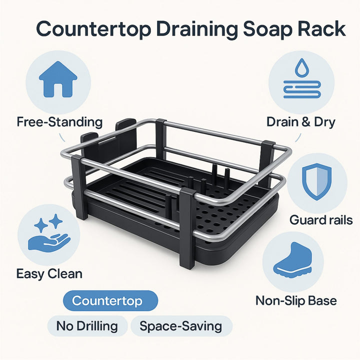 Aluminium Dish Rack with Adjustable Spoon Rest and High Pot Barriers