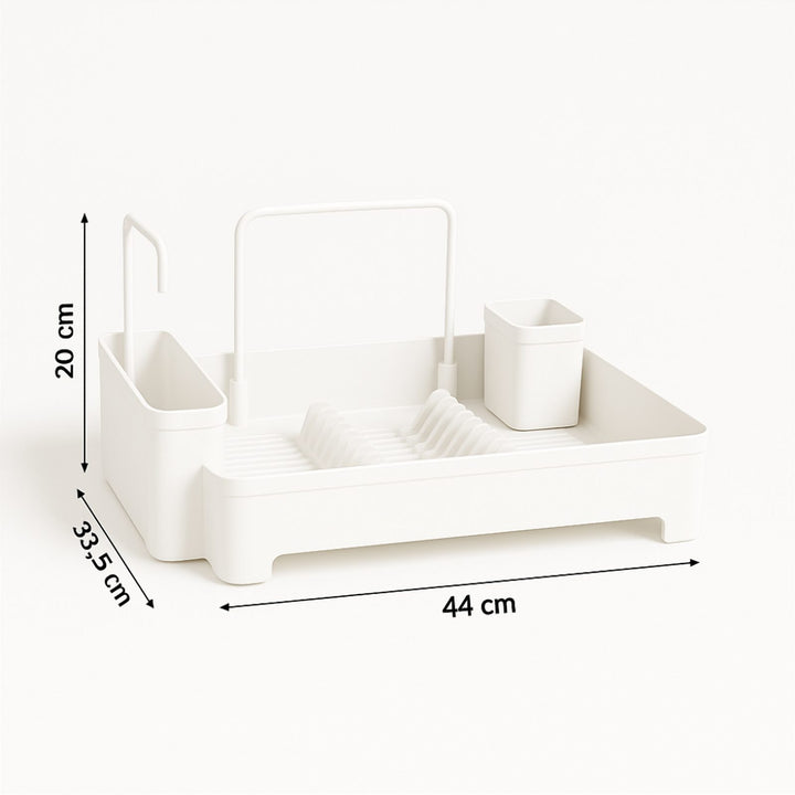 Plastic Dish Drainer with Adjustable Drain Spout, Holds 10 Plates