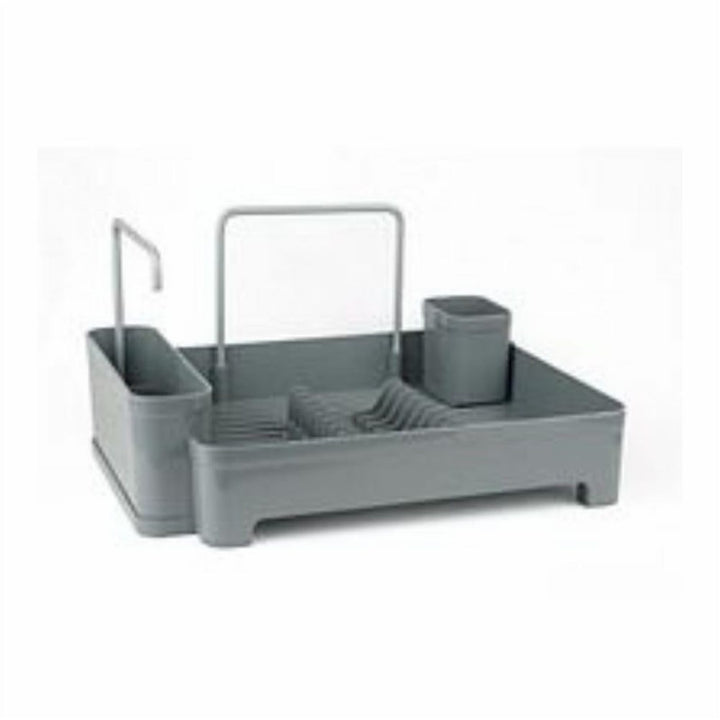 Plastic Dish Drainer with Adjustable Drain Spout, Holds 10 Plates