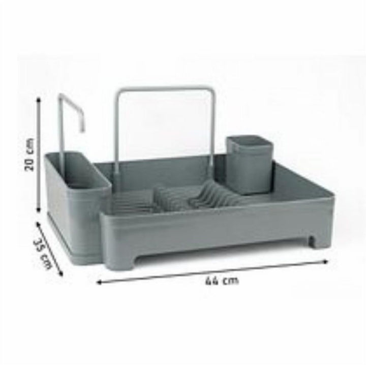 Plastic Dish Drainer with Adjustable Drain Spout, Holds 10 Plates