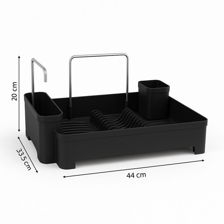 Plastic Dish Drainer with Adjustable Drain Spout, Holds 10 Plates