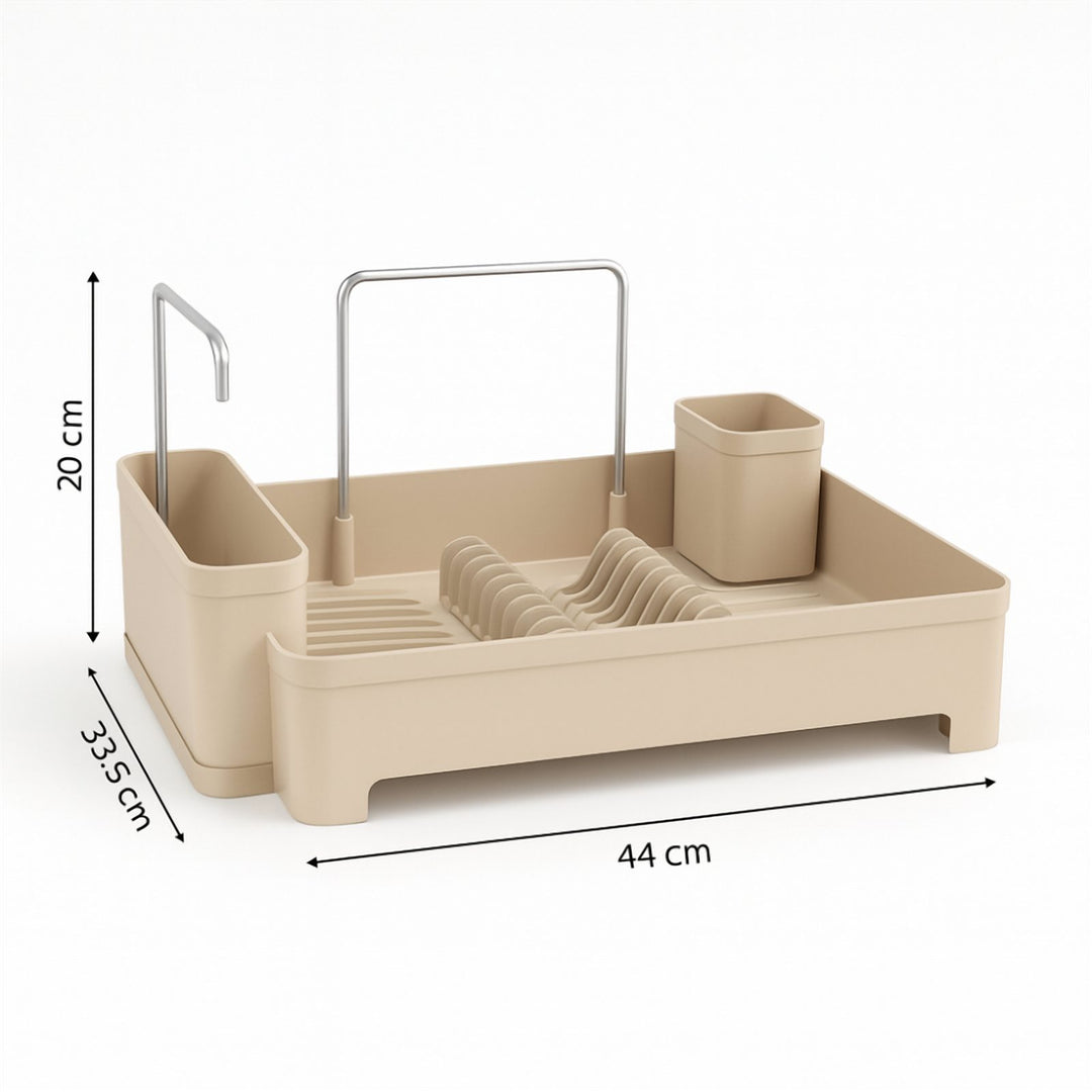 Plastic Dish Drainer with Adjustable Drain Spout, Holds 10 Plates