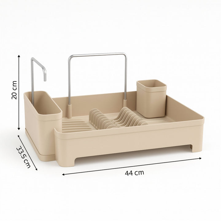 Plastic Dish Drainer with Adjustable Drain Spout, Holds 10 Plates