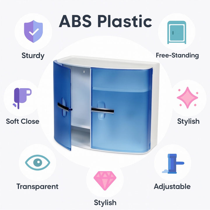 Transparent Wall Cabinet 38 x 32 x 17 cm with 2 Doors and Shelf