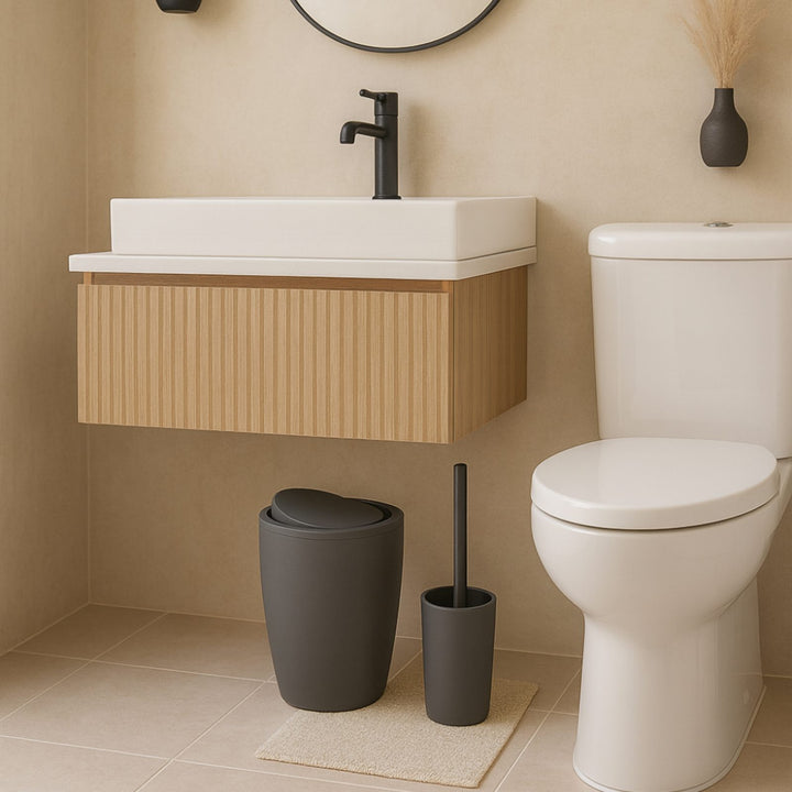 7.5 L Swing Lid Bathroom Bin with Toilet Brush and Holder Set