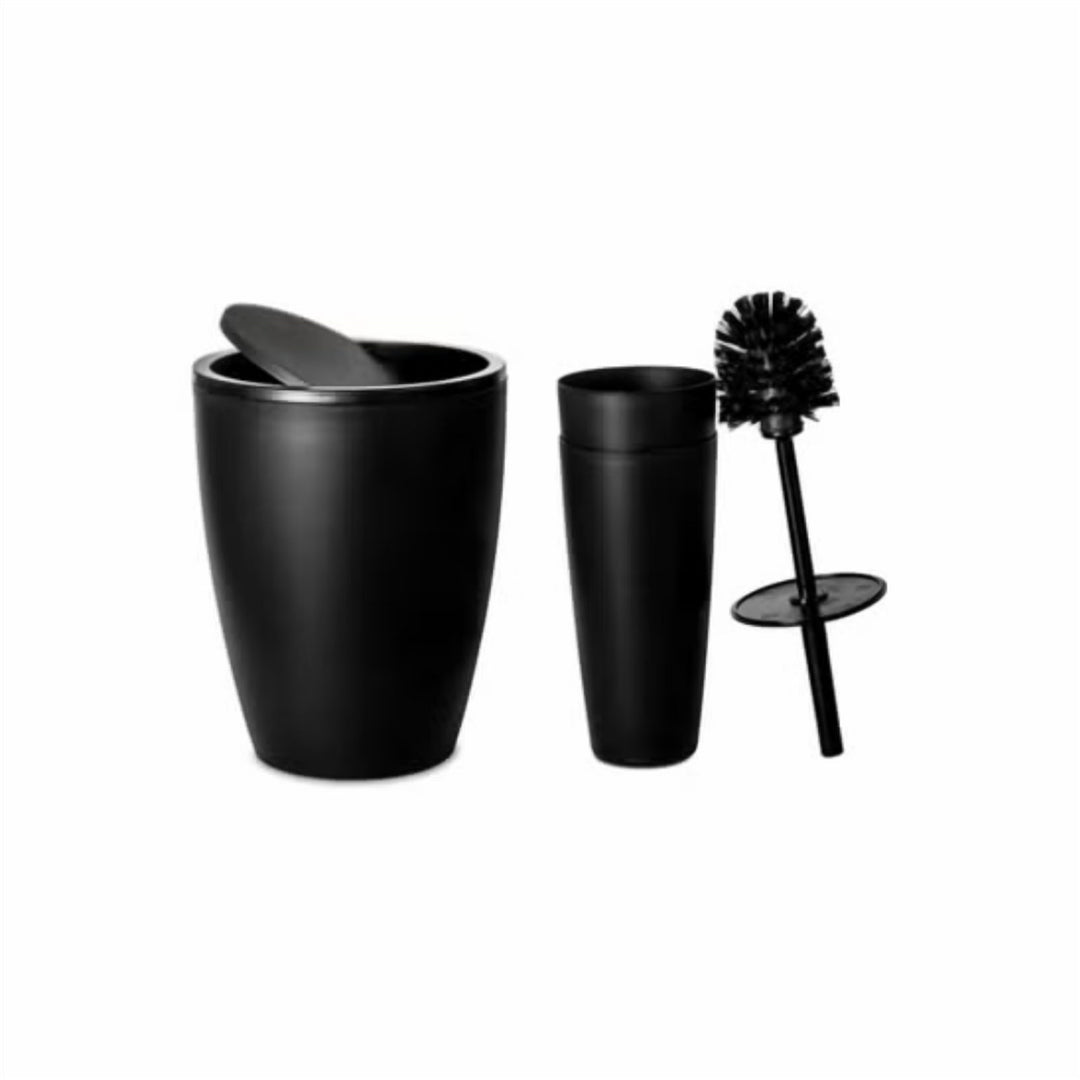 7.5 L Swing Lid Bathroom Bin with Toilet Brush and Holder Set