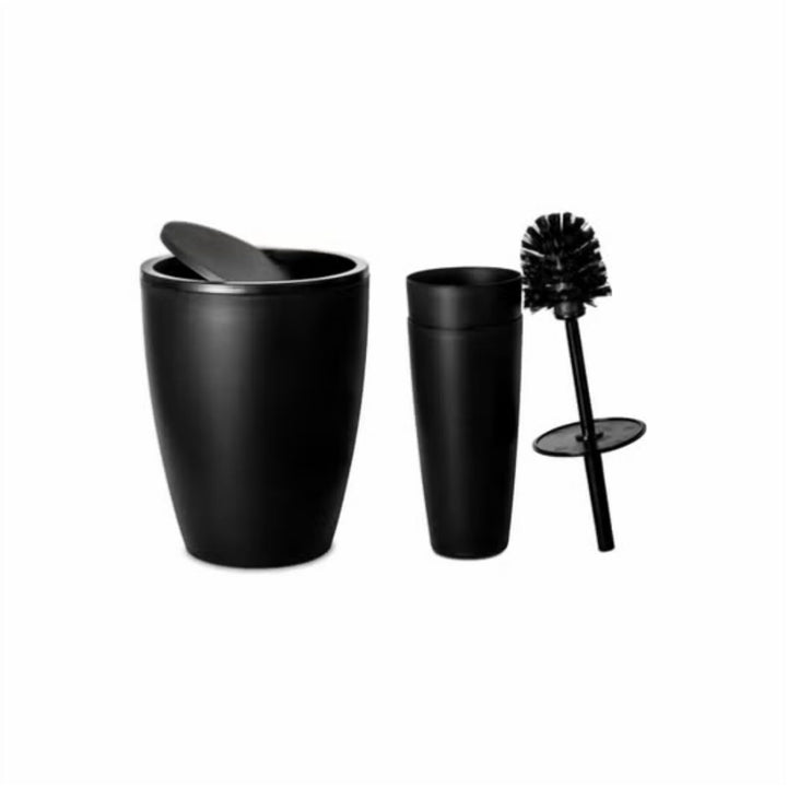 7.5 L Swing Lid Bathroom Bin with Toilet Brush and Holder Set