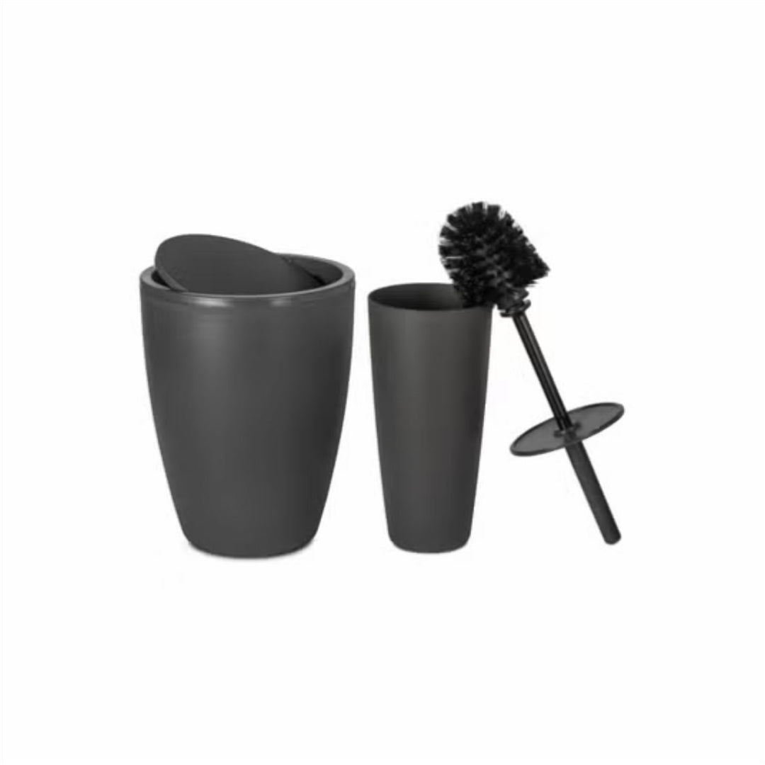 7.5 L Swing Lid Bathroom Bin with Toilet Brush and Holder Set