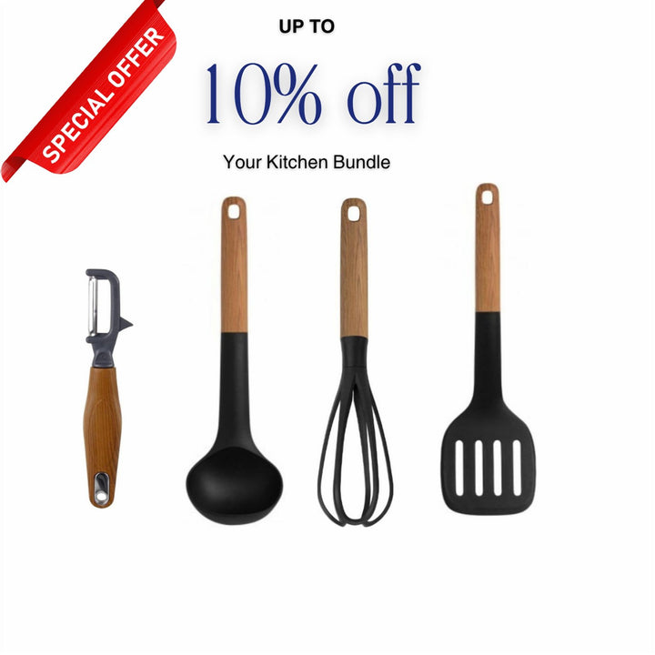 Wooden Cooking Tools Bundle for Non-Stick Pans, Pots and Trays