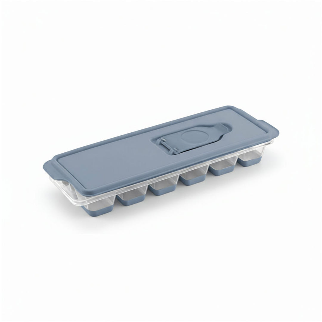 Silicone Push Out Ice Cube Mould with Removable Lid, 12 Cubes