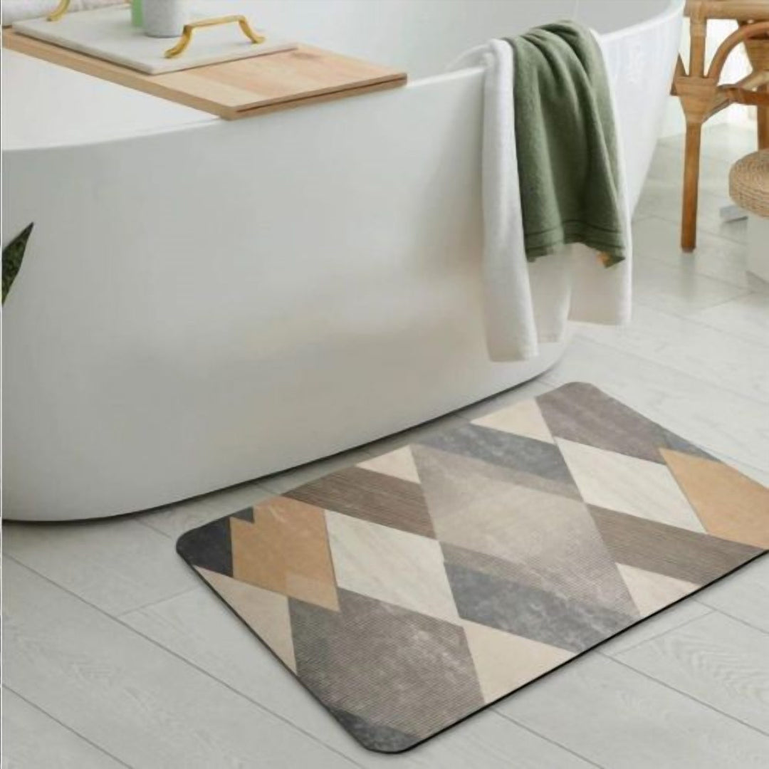 Absorbent Bath Floor Mat 45 x 75 cm with Non Slip Rubber Base