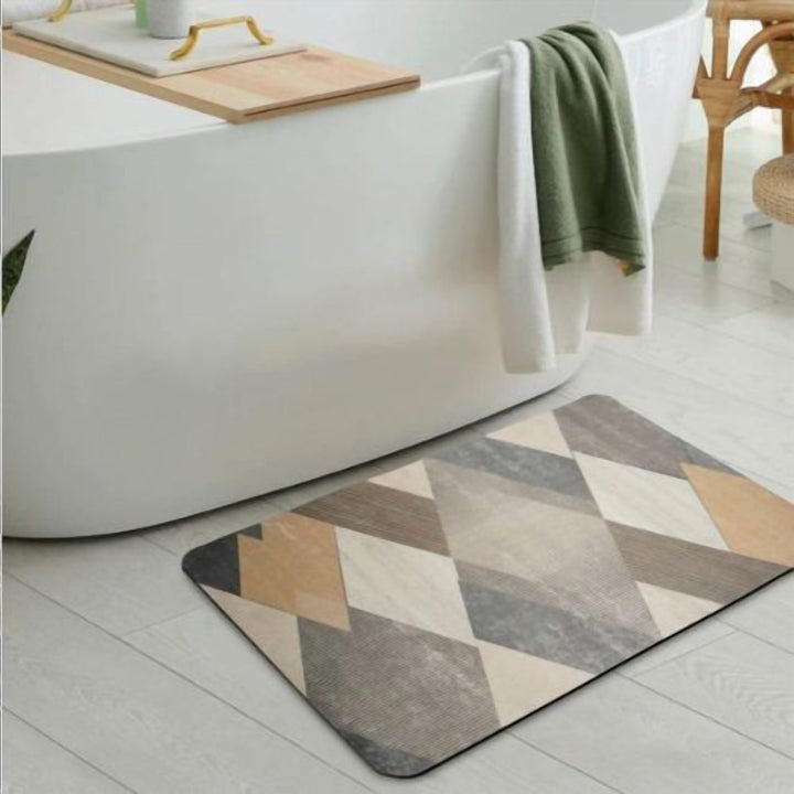 Absorbent Bath Floor Mat 45 x 75 cm with Non Slip Rubber Base
