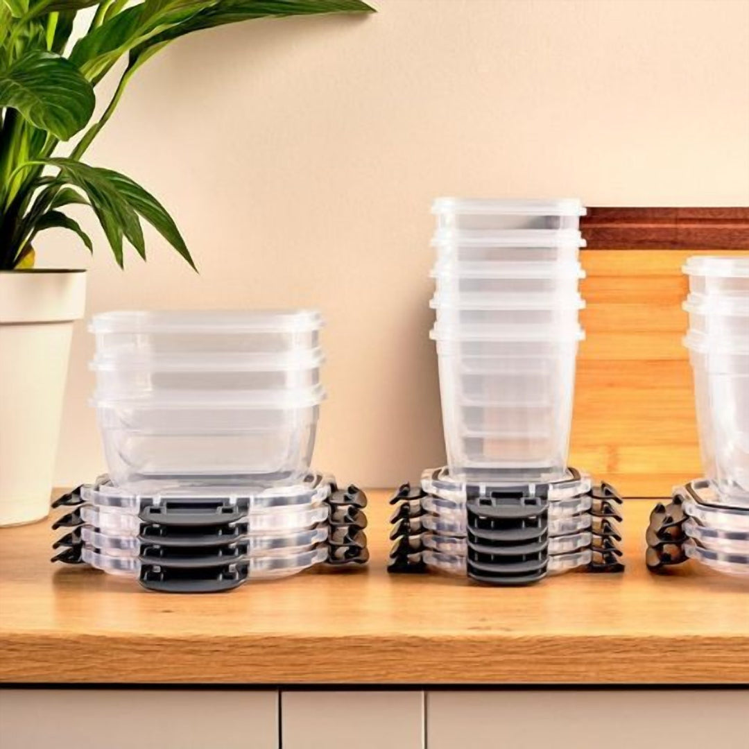 Food Storage Set of 3 with Clip Lock Lids, 1.4 L Largest Box