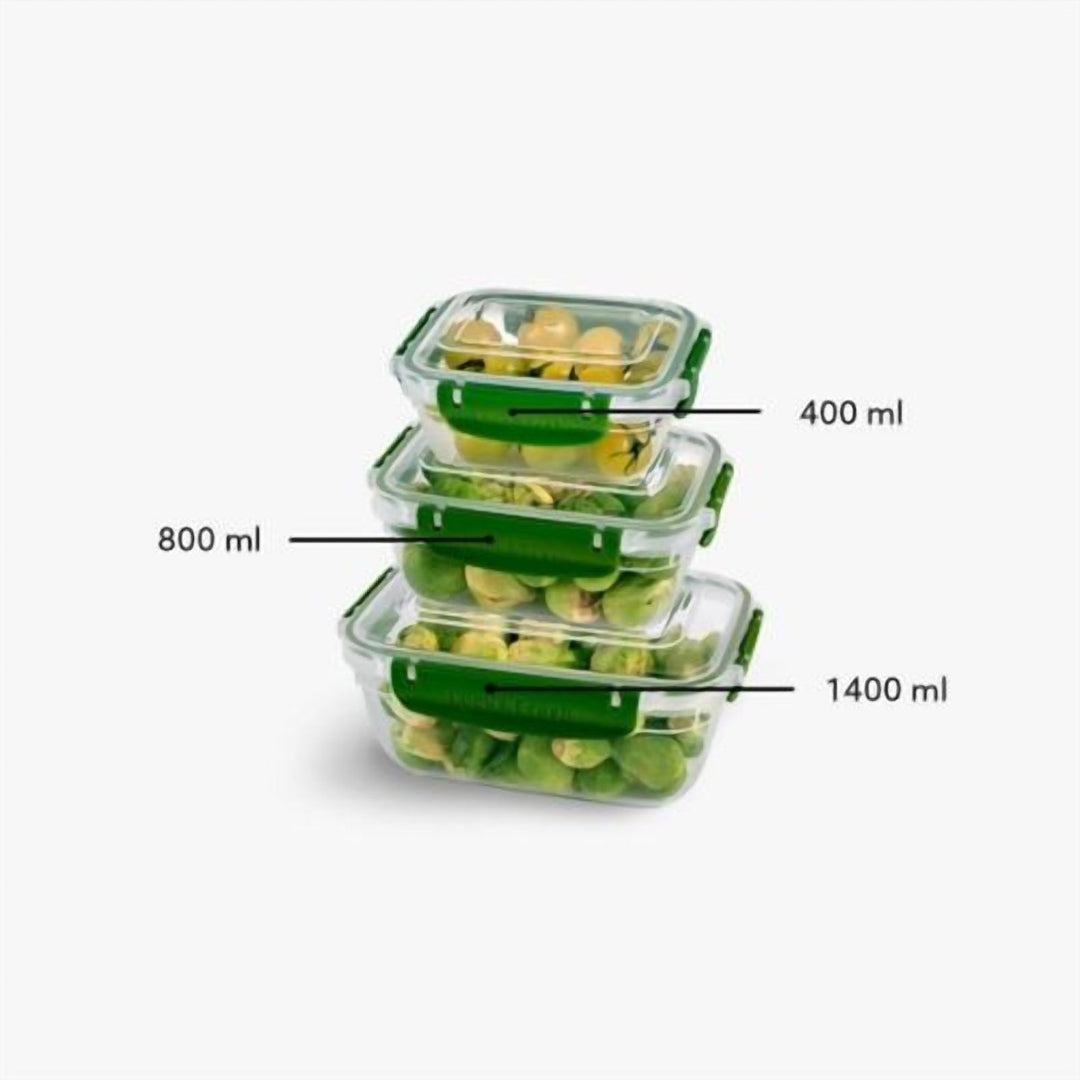 Food Storage Set of 3 with Clip Lock Lids, 1.4 L Largest Box