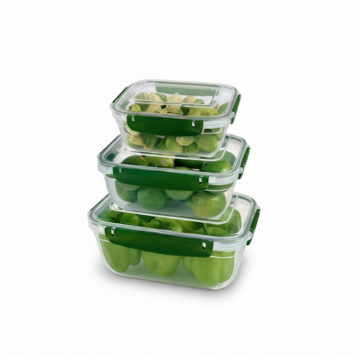 Food Storage Set of 3 with Clip Lock Lids, 1.4 L Largest Box