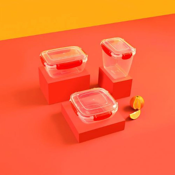 Food Storage Set of 3 with Clip Lock Lids, 1.4 L Largest Box