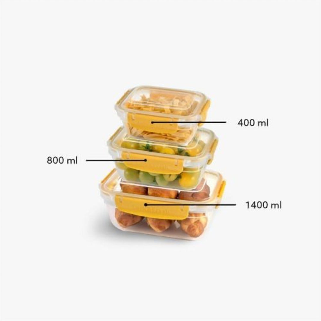 Food Storage Set of 3 with Clip Lock Lids, 1.4 L Largest Box