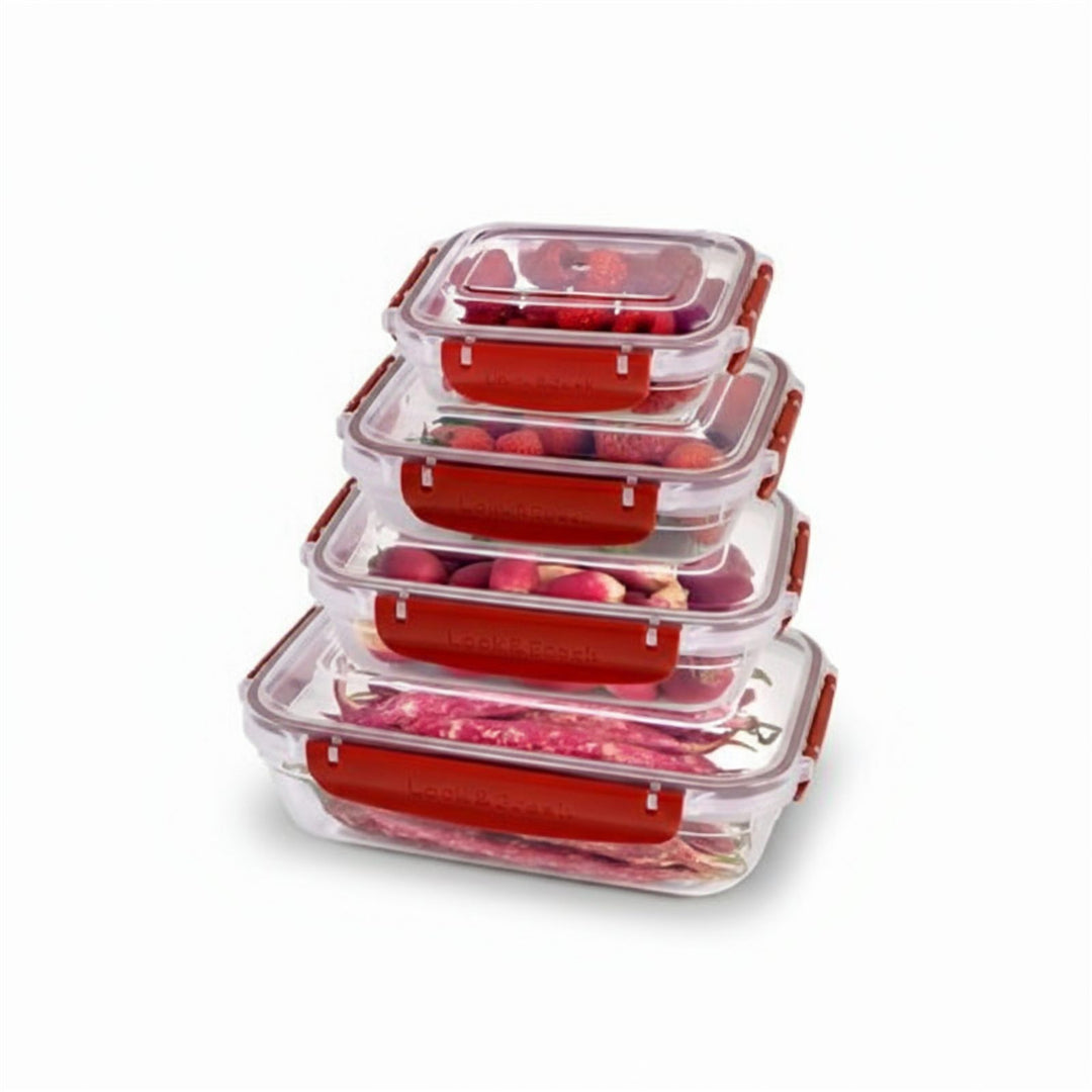 4 Piece Food Storage Box Set with Clip Lids, 1.68 L, 23 x 12 cm
