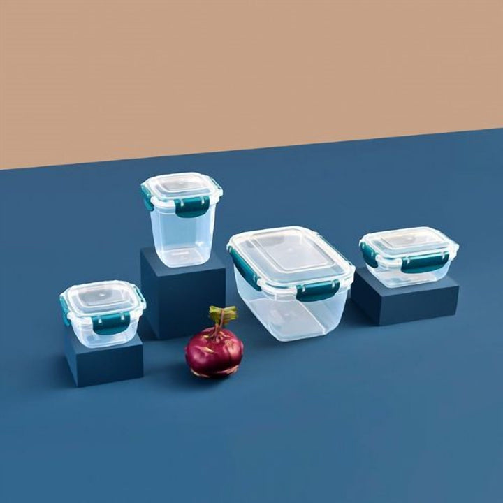4 Piece Food Storage Box Set with Clip Lids, 1.68 L, 23 x 12 cm