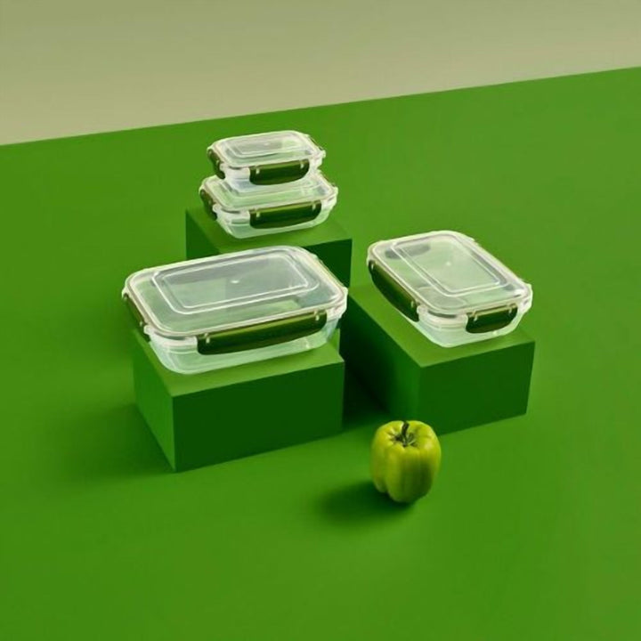 4 Piece Food Storage Box Set with Clip Lids, 1.68 L, 23 x 12 cm