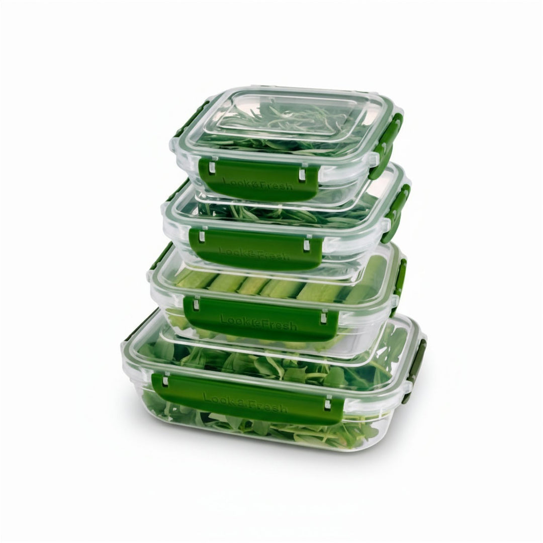4 Piece Food Storage Box Set with Clip Lids, 1.68 L, 23 x 12 cm