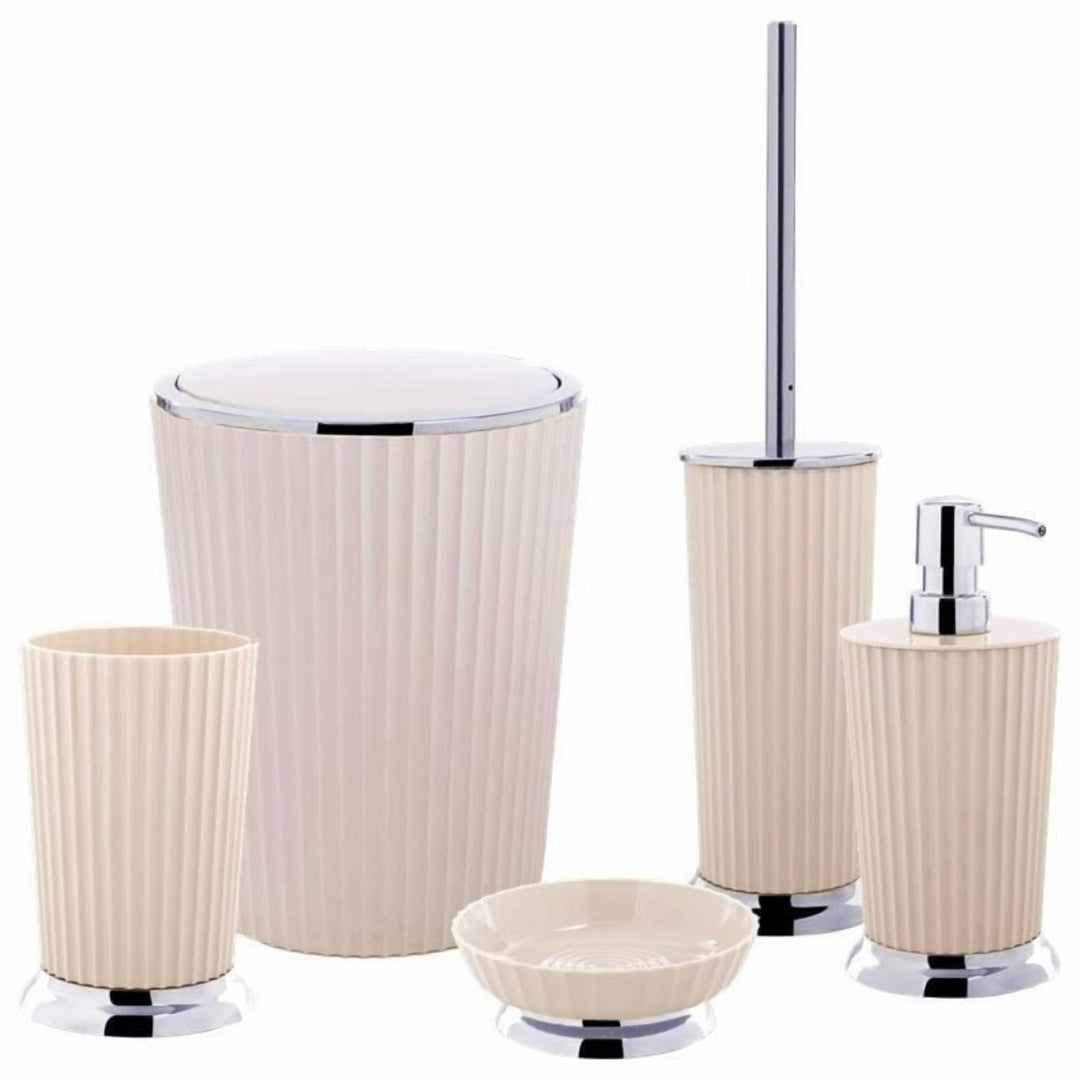 5-Piece Bathroom Set with 5 L Basket, Soap Dispenser and Brush