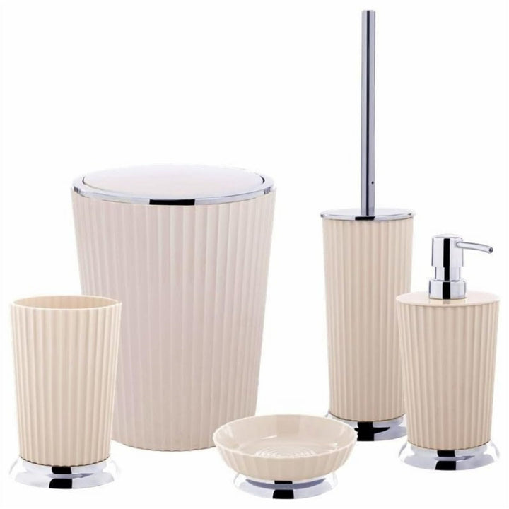 5-Piece Bathroom Set with 5 L Basket, Soap Dispenser and Brush