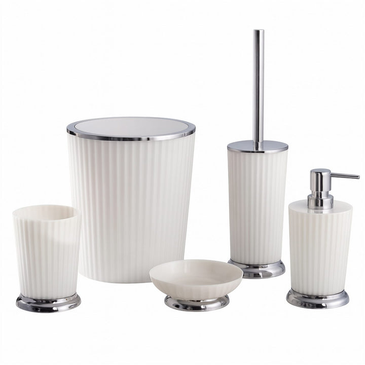5-Piece Bathroom Set with 5 L Basket, Soap Dispenser and Brush