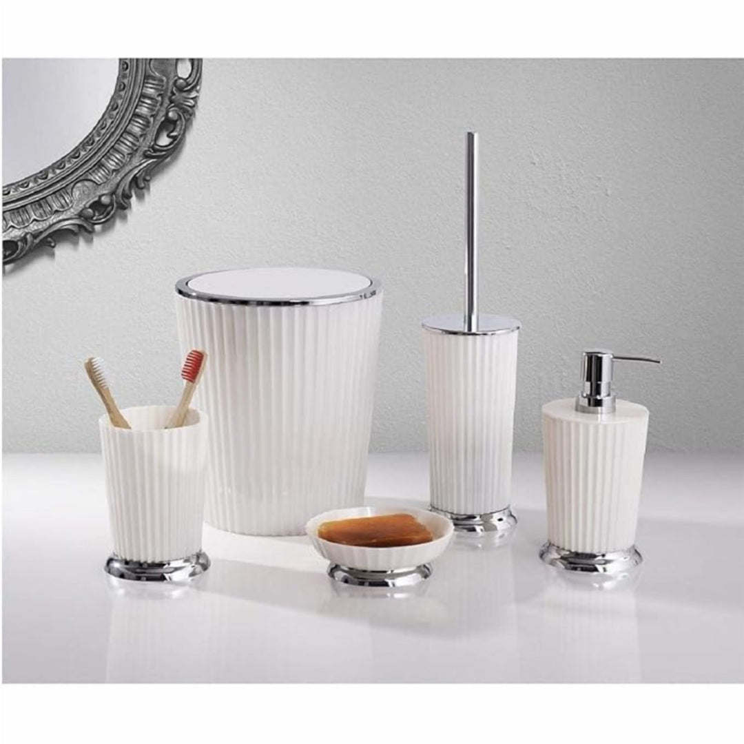 5-Piece Bathroom Set with 5 L Basket, Soap Dispenser and Brush
