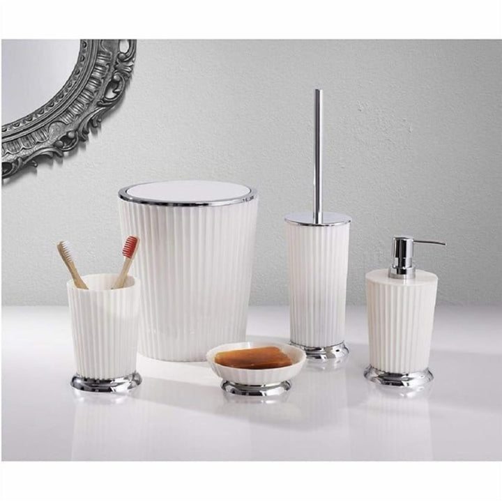 5-Piece Bathroom Set with 5 L Basket, Soap Dispenser and Brush