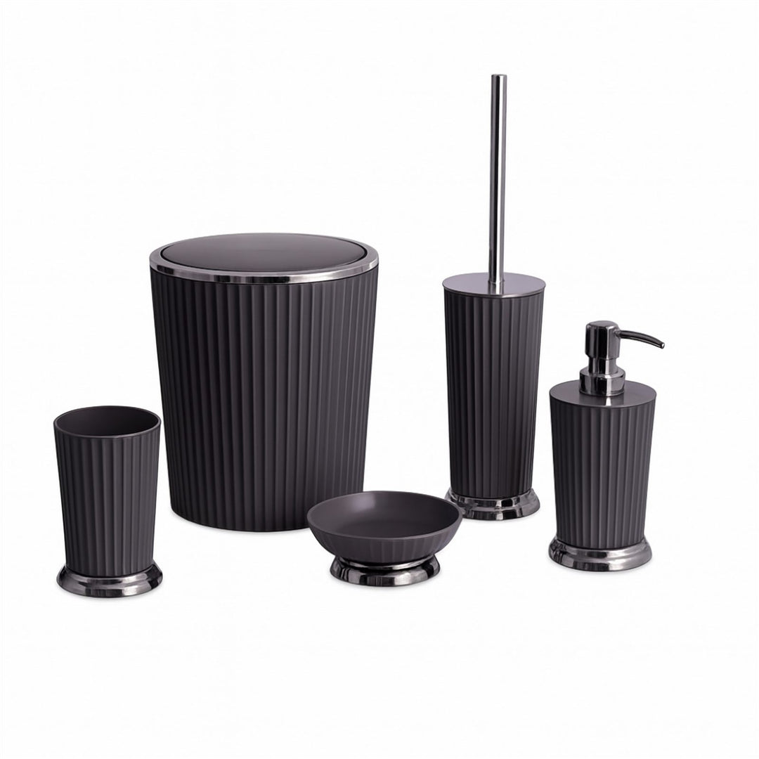 5-Piece Bathroom Set with 5 L Basket, Soap Dispenser and Brush