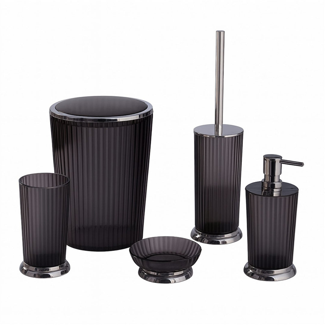 5-Piece Bathroom Set with 5 L Basket, Soap Dispenser and Brush