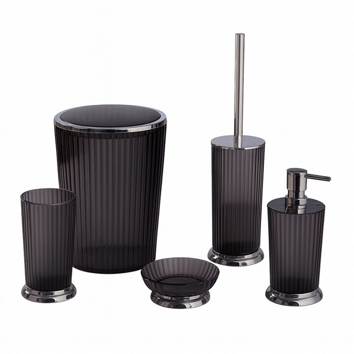 5-Piece Bathroom Set with 5 L Basket, Soap Dispenser and Brush
