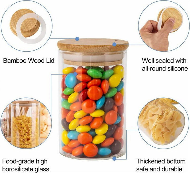 Storage Jar with Airtight Bamboo Lid for Rice and Sugar