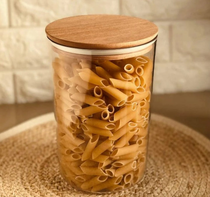 Storage Jar with Airtight Bamboo Lid for Rice and Sugar