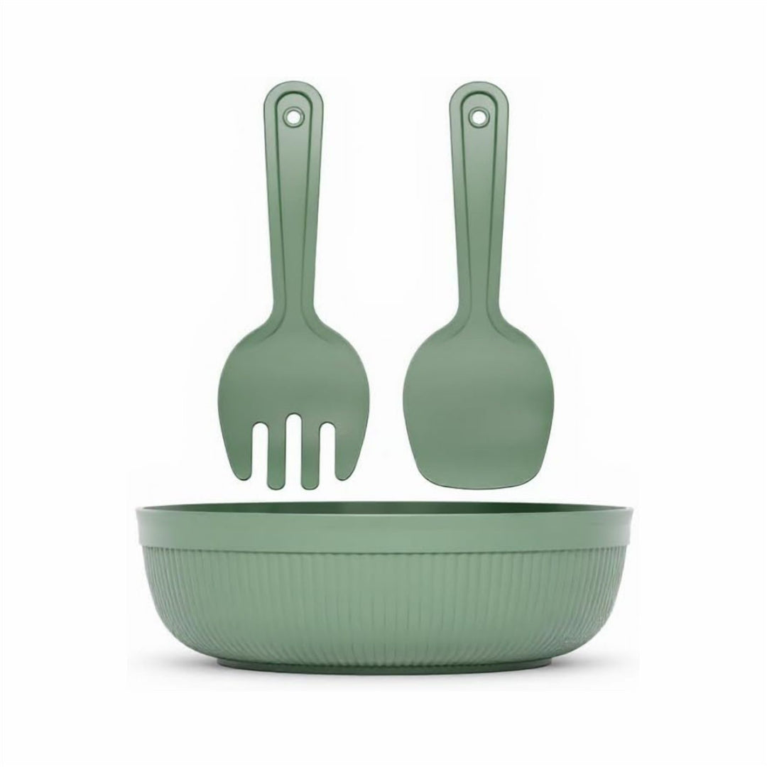 4 L Salad Bowl with Serving Spoon and Fork, Dishwasher Safe