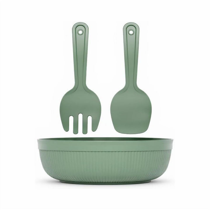 4 L Salad Bowl with Serving Spoon and Fork, Dishwasher Safe