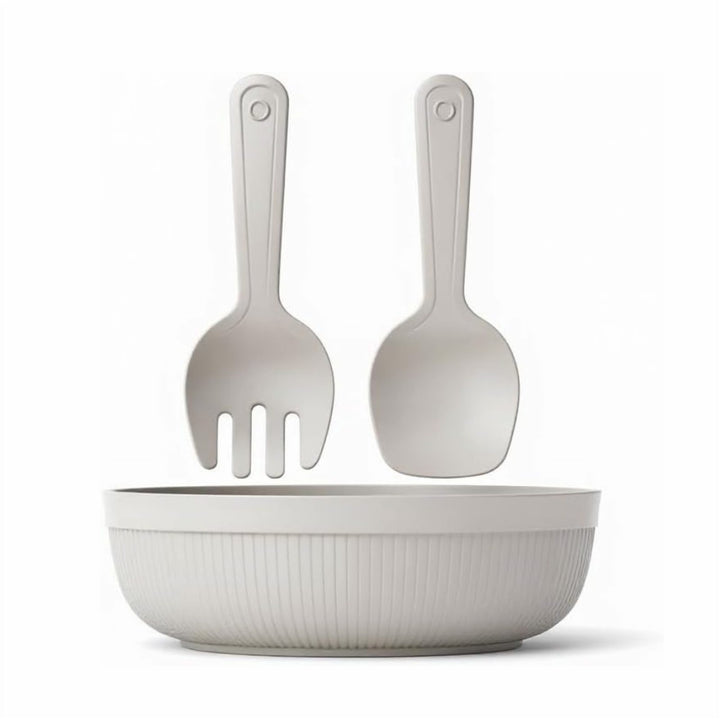 4 L Salad Bowl with Serving Spoon and Fork, Dishwasher Safe