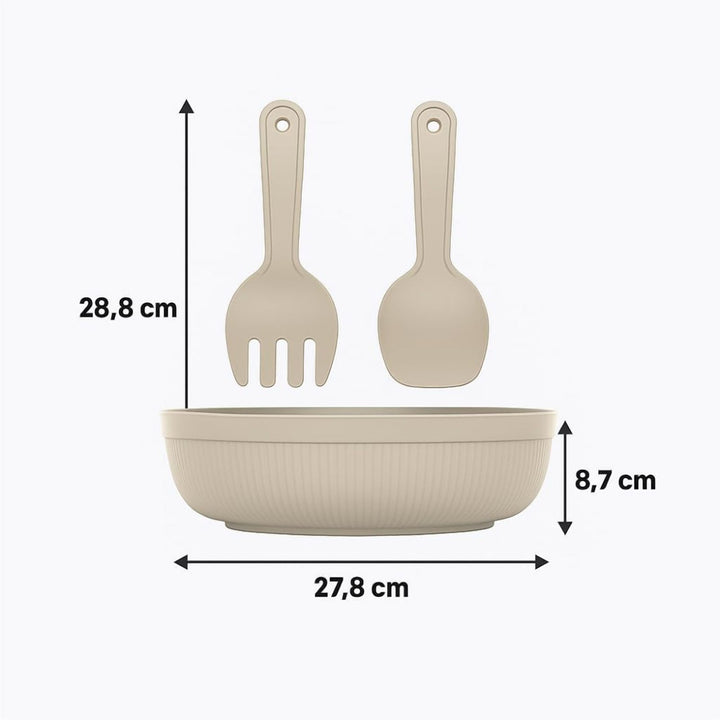 4 L Salad Bowl with Serving Spoon and Fork, Dishwasher Safe
