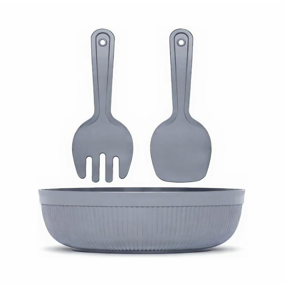 4 L Salad Bowl with Serving Spoon and Fork, Dishwasher Safe