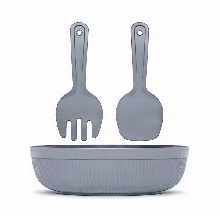 4 L Salad Bowl with Serving Spoon and Fork, Dishwasher Safe