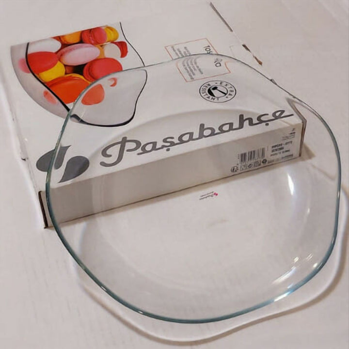 Glass Serving Plate 30 cm, Flat Platter for Cake and Mezze