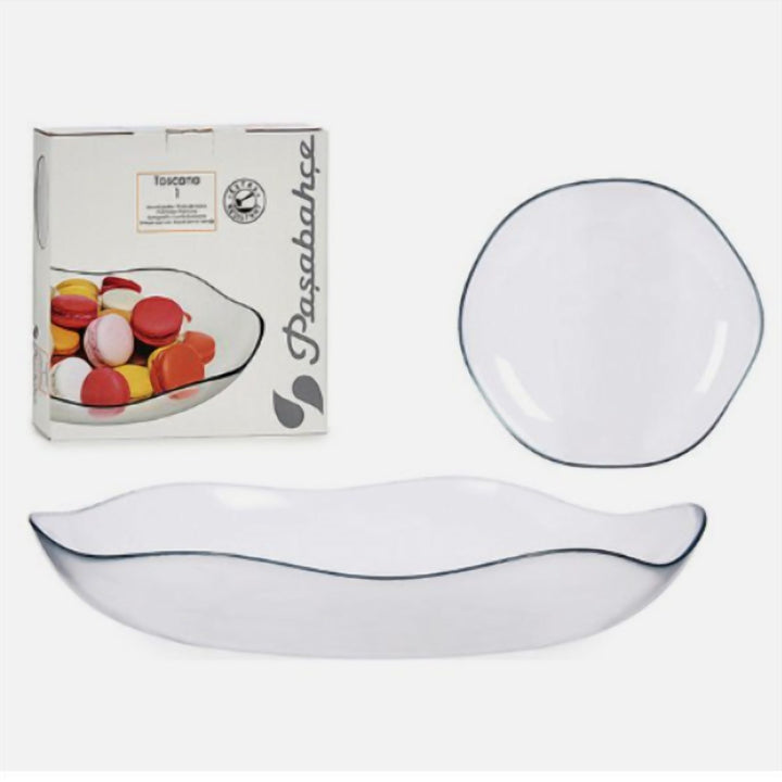Glass Serving Plate 30 cm, Flat Platter for Cake and Mezze