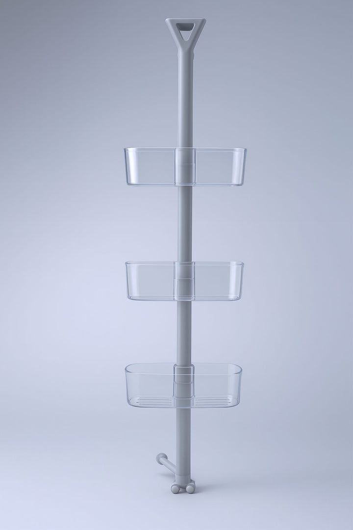Lightweight 3 Tier Shower Caddy, Height Adjustable, No Nails