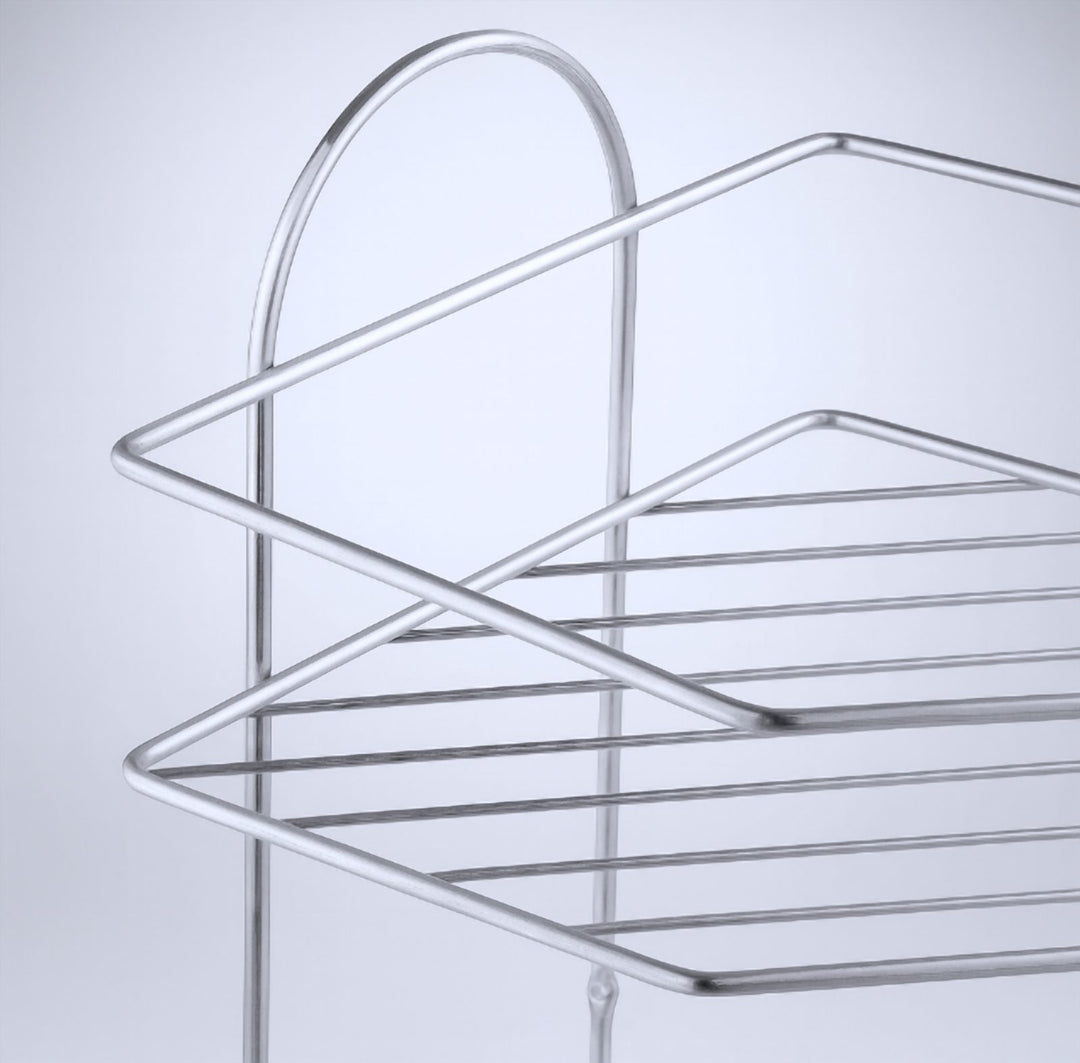 SUS304 Stainless Steel Corner Shower Caddy, 2 Tier with Rail