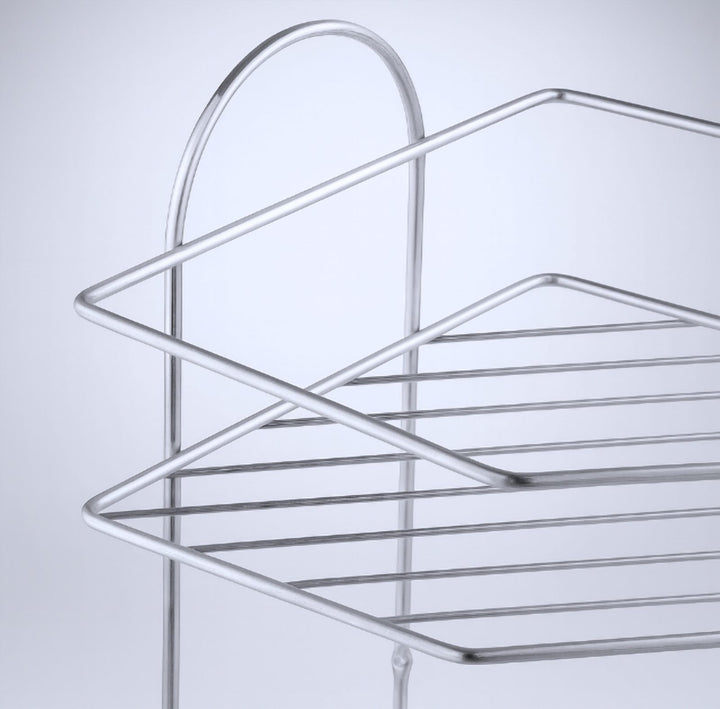 SUS304 Stainless Steel Corner Shower Caddy, 2 Tier with Rail