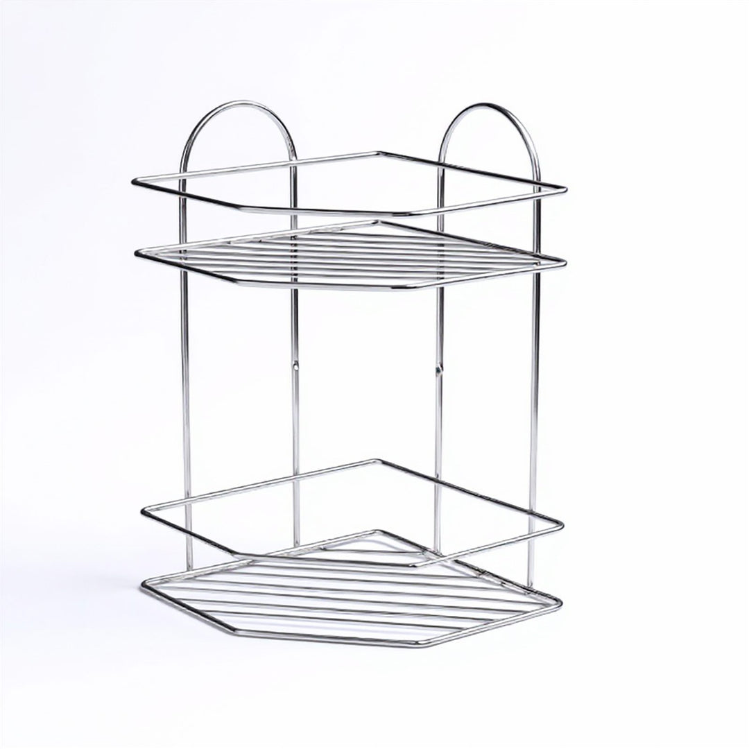 SUS304 Stainless Steel Corner Shower Caddy, 2 Tier with Rail