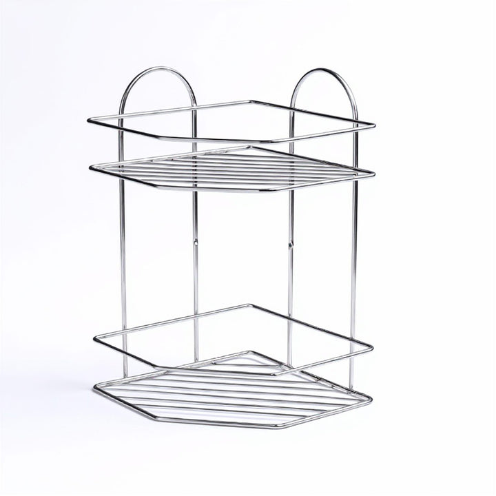 SUS304 Stainless Steel Corner Shower Caddy, 2 Tier with Rail